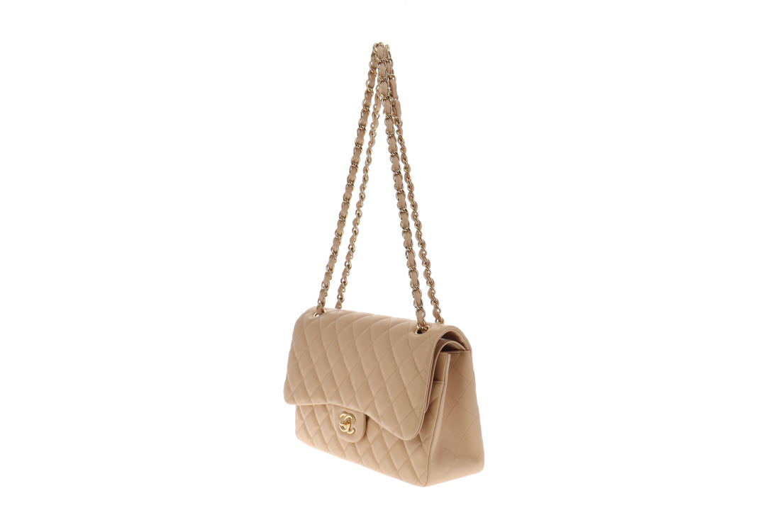 Chanel Beige Lambskin GHW Classic Jumbo Double Flap 2011