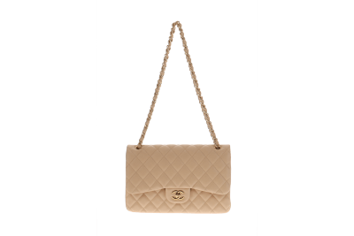 Chanel Beige Lambskin GHW Classic Jumbo Double Flap 2011