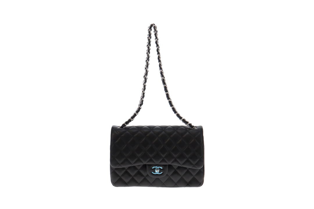 Chanel Black Lambskin Classic Jumbo Double Flap 2016