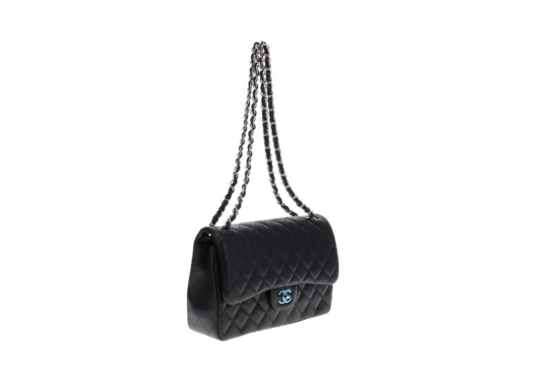 Chanel Black Lambskin Classic Jumbo Double Flap 2016