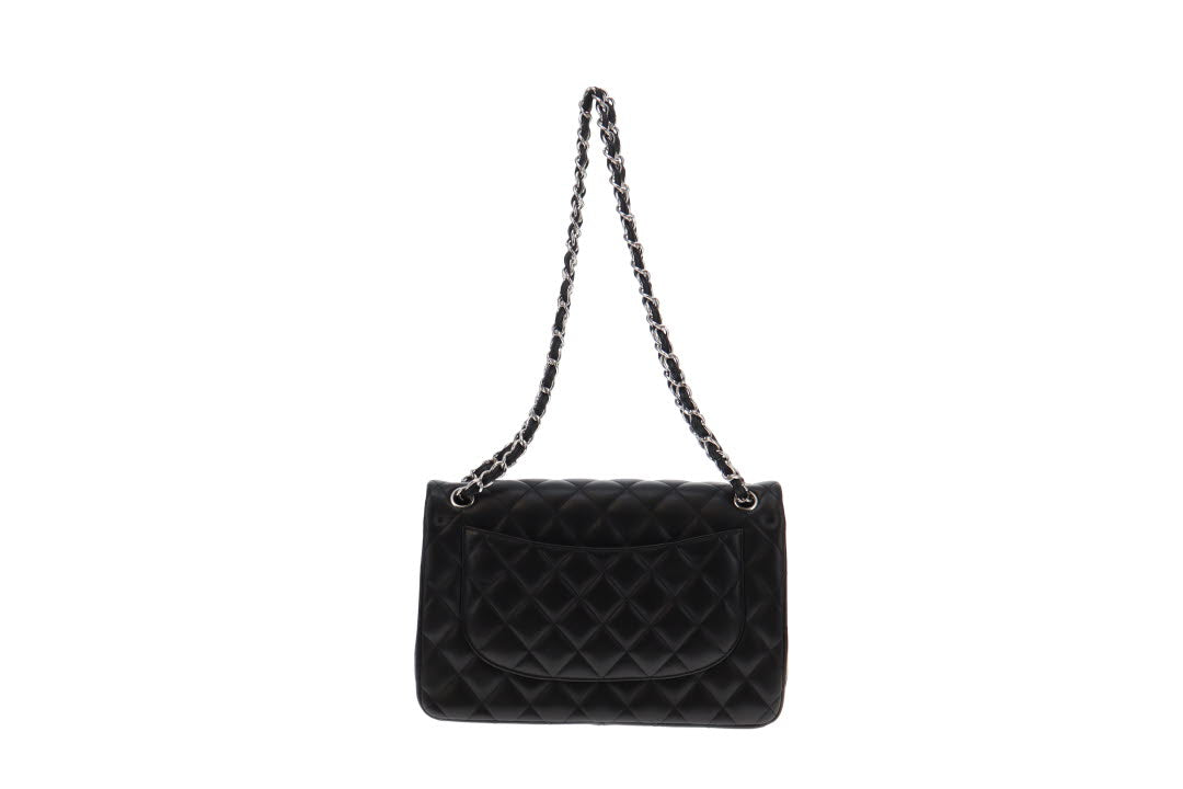 Chanel Black Lambskin Classic Jumbo Double Flap 2016