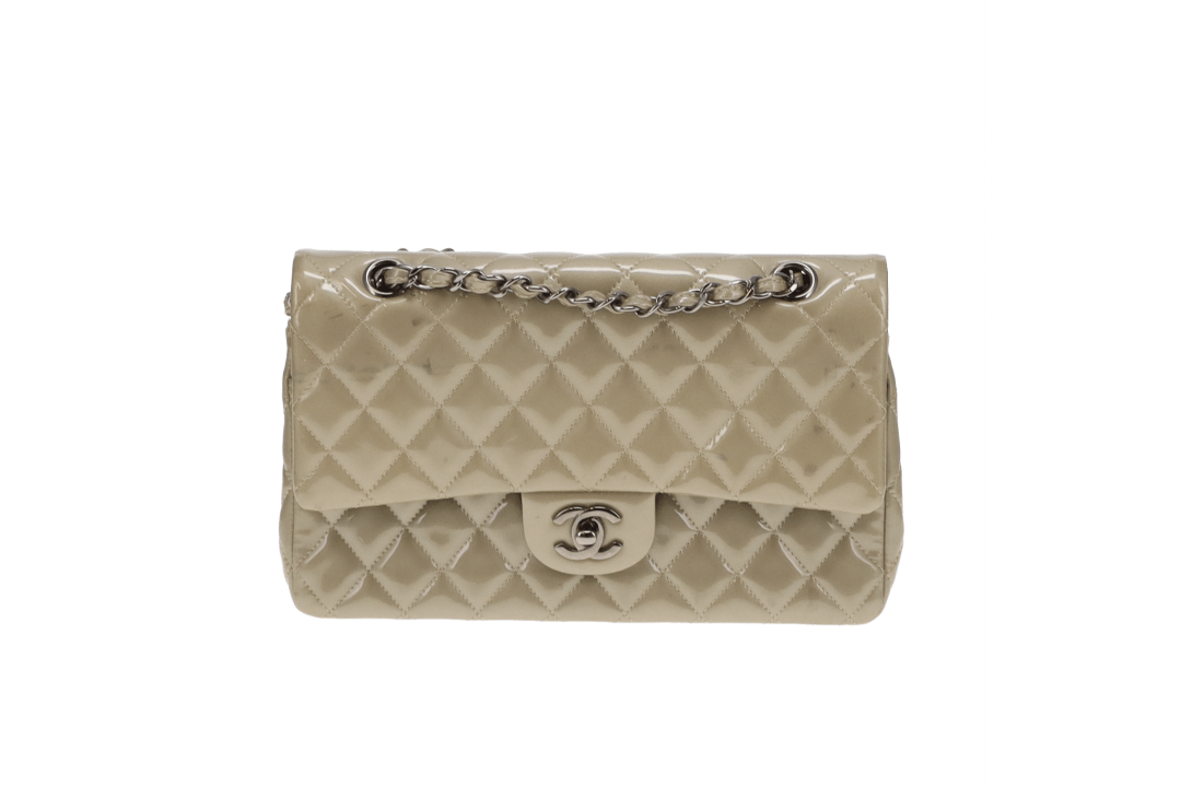 Chanel Classic Medium Double Flap Metallic Sage Green Patent GMH 2012/13