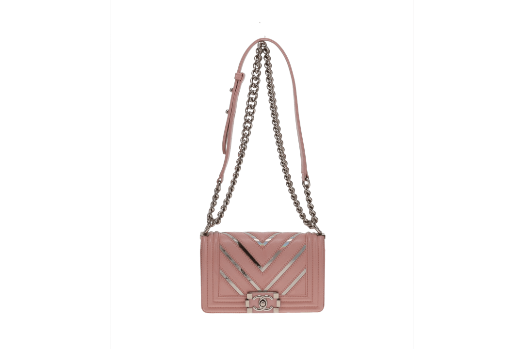 Chanel Boy Bag Small Pink and Iridescent Chevron 2016/17