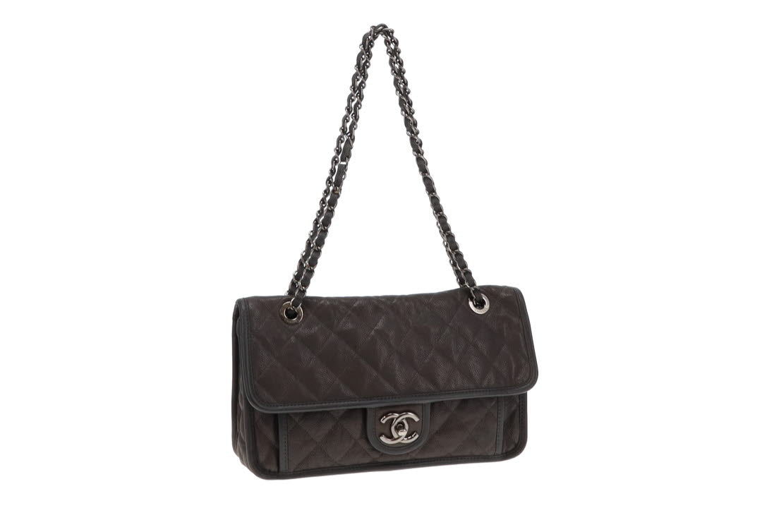 Chanel Grey Caviar French Riviera Medium Flap Bag 2014