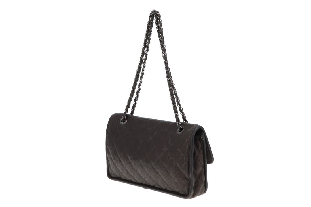Chanel Grey Caviar French Riviera Medium Flap Bag 2014