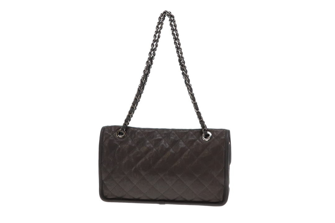 Chanel Grey Caviar French Riviera Medium Flap Bag 2014