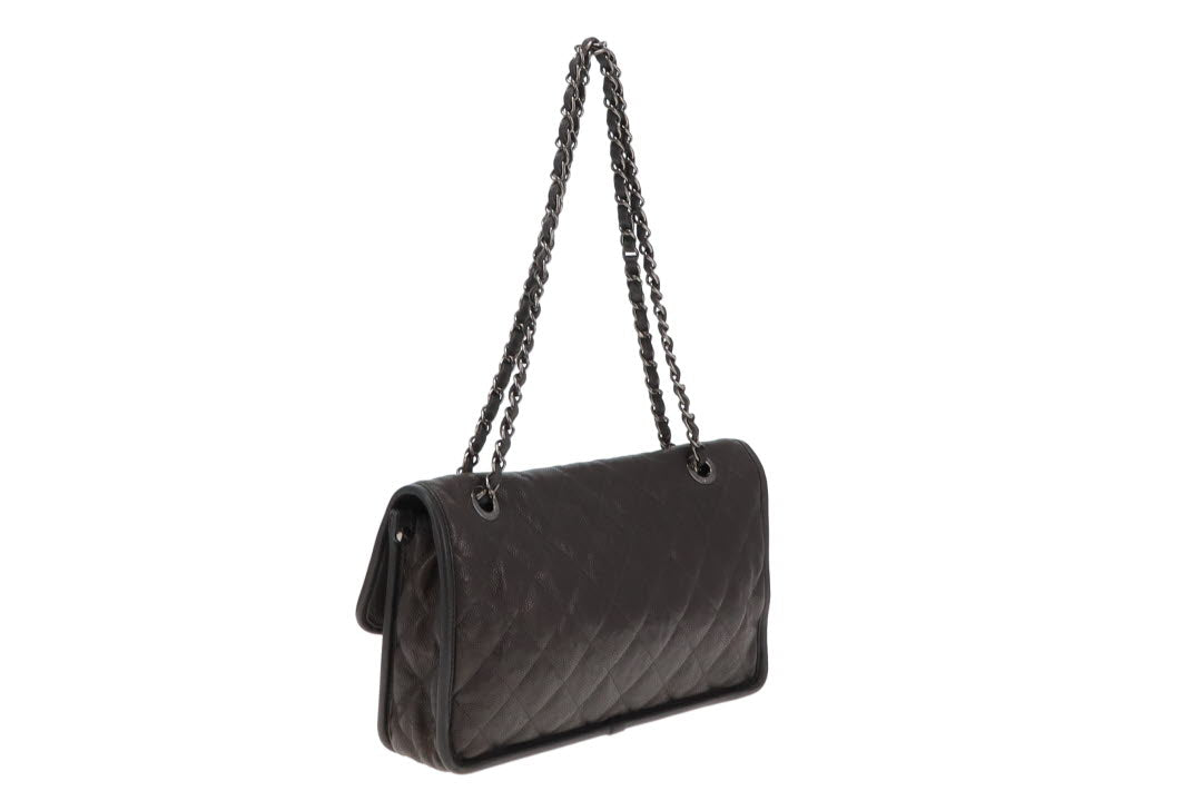 Chanel Grey Caviar French Riviera Medium Flap Bag 2014
