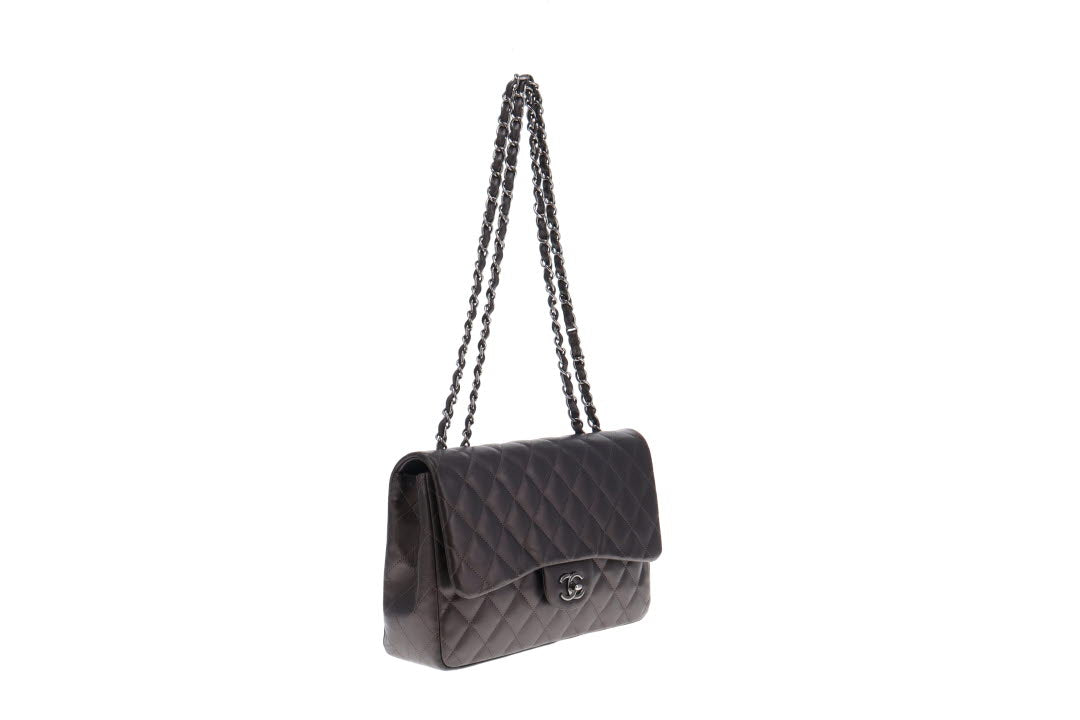 Chanel Jumbo Gunmetal Single Flap Lambskin 09/10