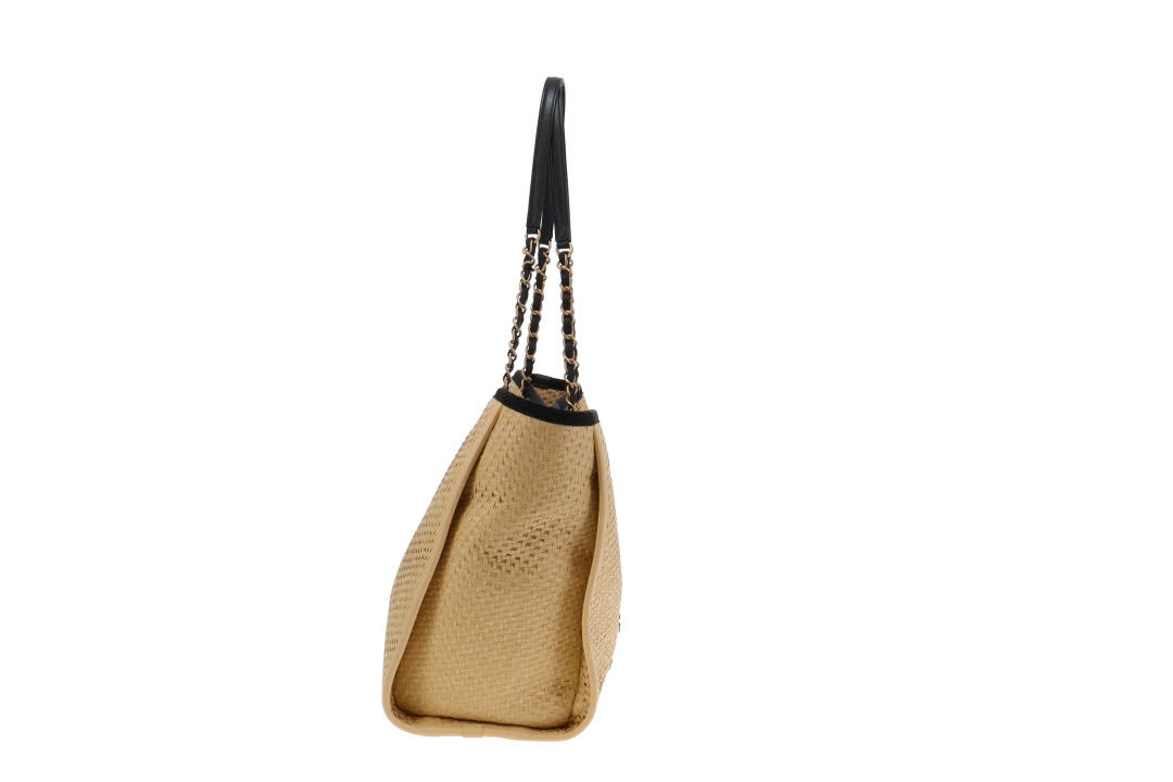 Chanel Raffia Deauville With Gold Chain Logo 30cm 2020