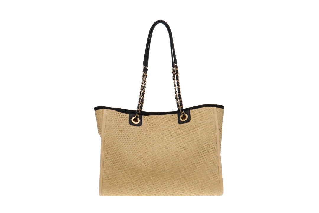 Chanel Raffia Deauville With Gold Chain Logo 30cm 2020