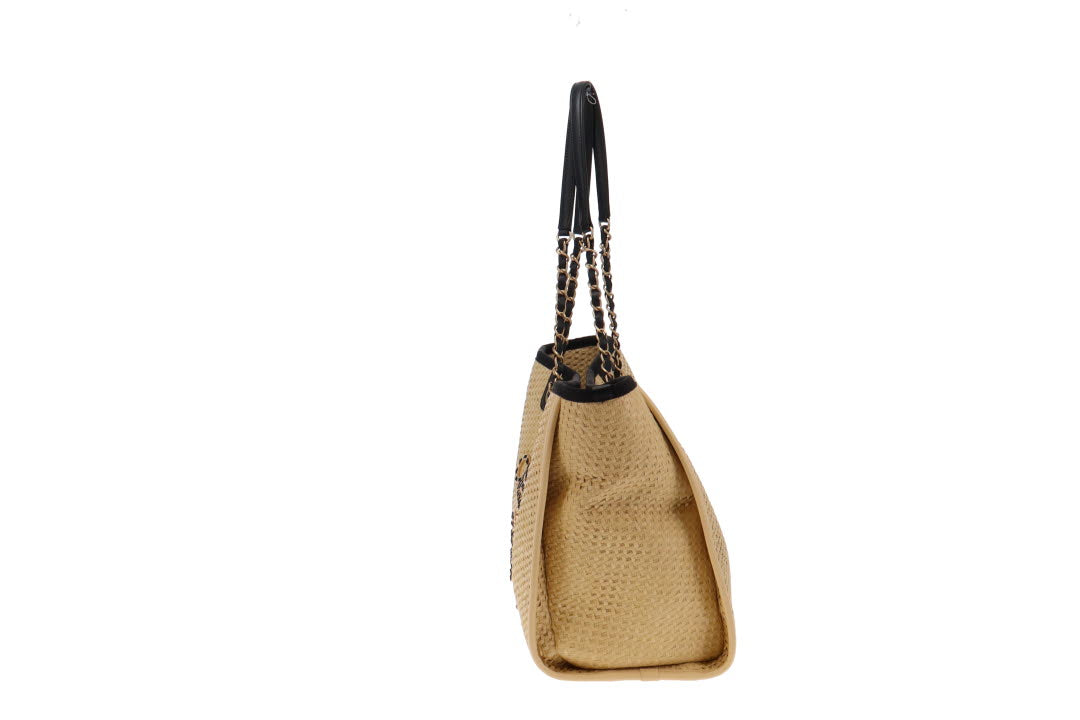 Chanel Raffia Deauville With Gold Chain Logo 30cm 2020