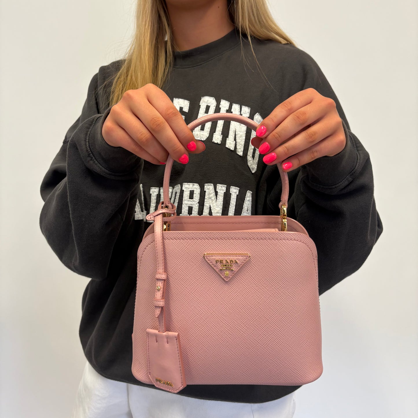 Prada Pesco Saffiano Cuir 2 Way Small Tote