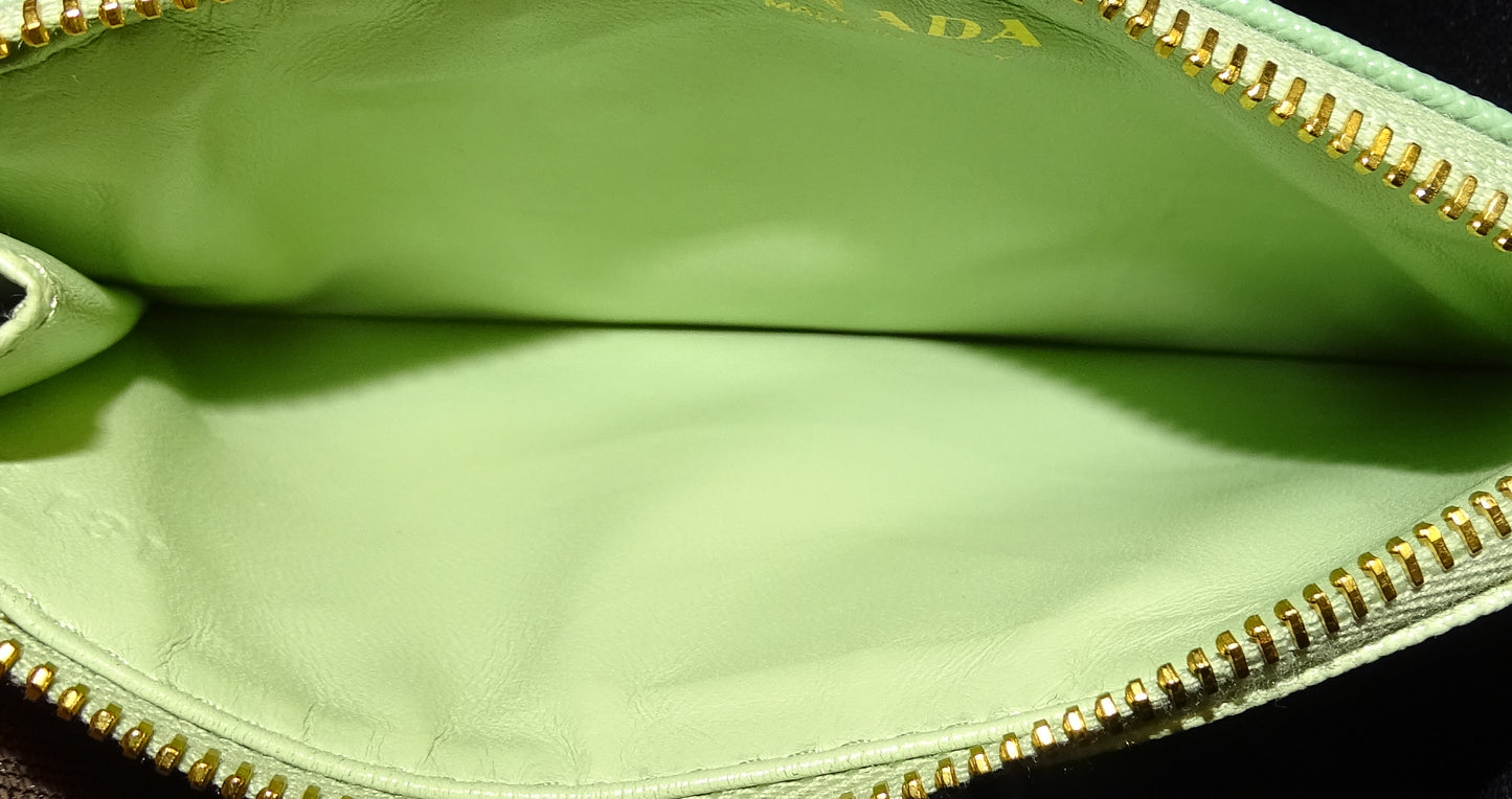 Prada Aquamarine Saffiano Leather Card Holder