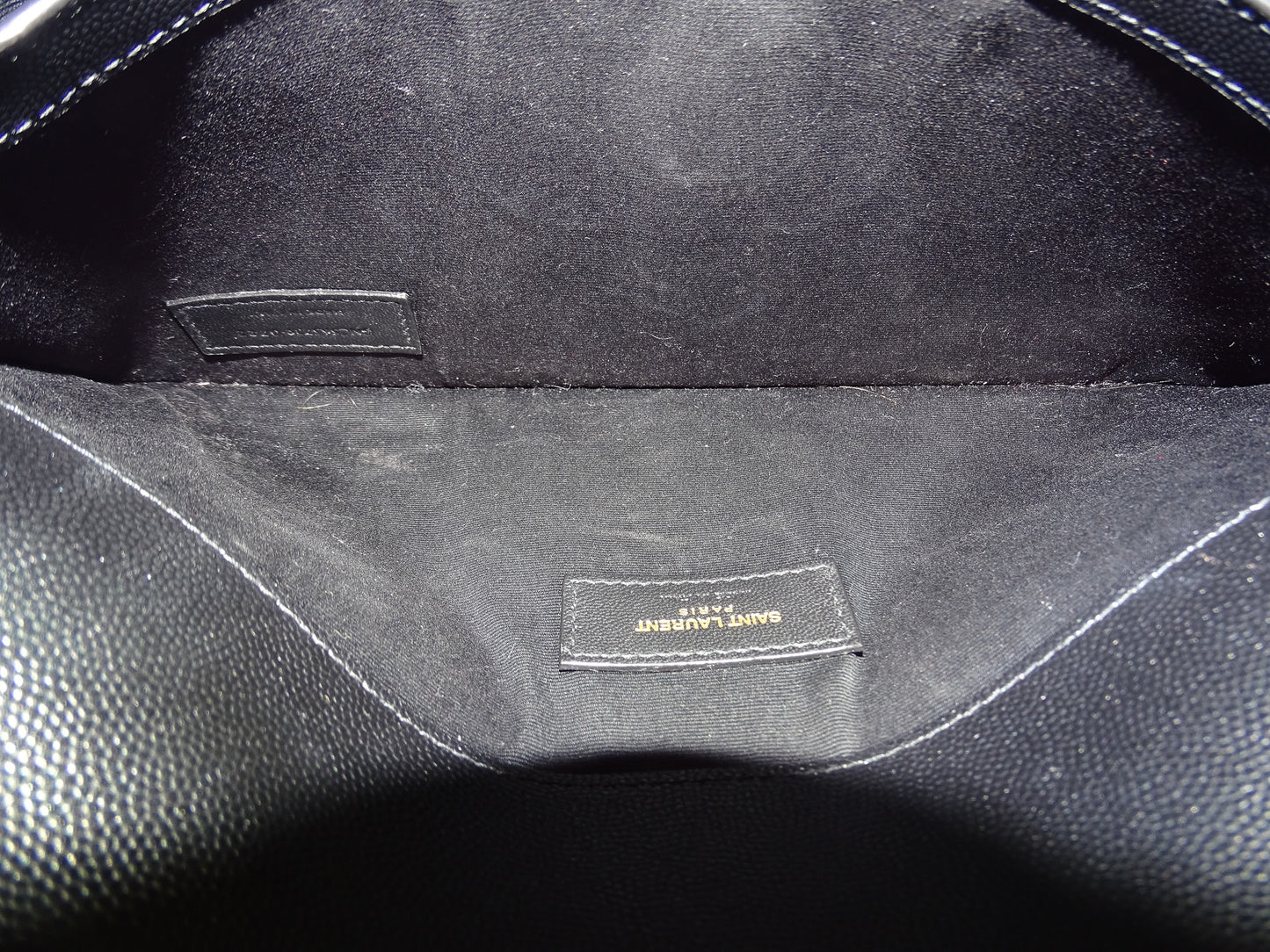 Saint Laurent Uptown Pouch Black Grain De Poudre GHW