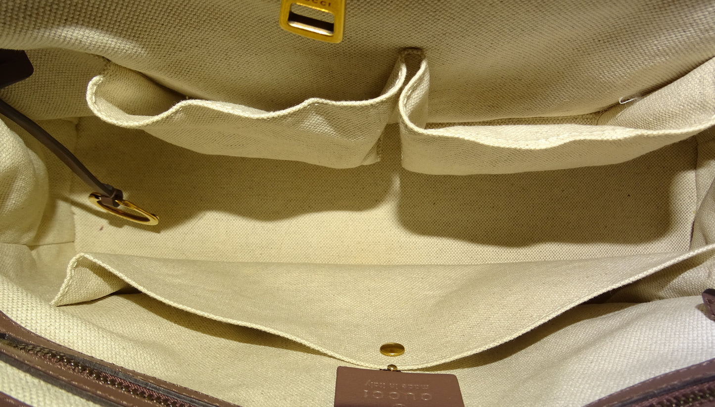 Gucci Horsebit Tote with Strap Mocha Patent Leather GHW