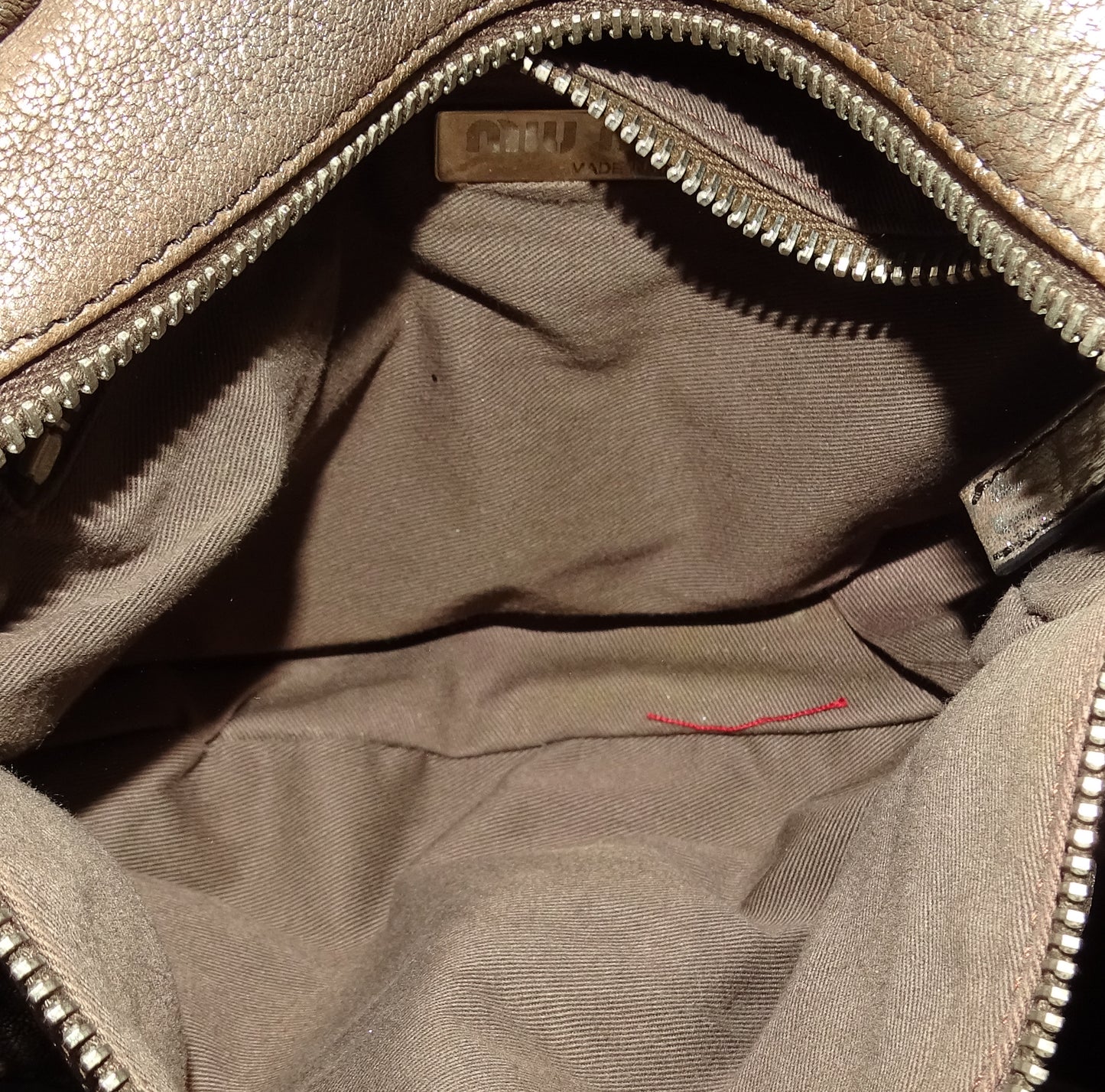 Miu Miu Flap Shoulder Bag Vintage Distressed Metallic with Rose Detail