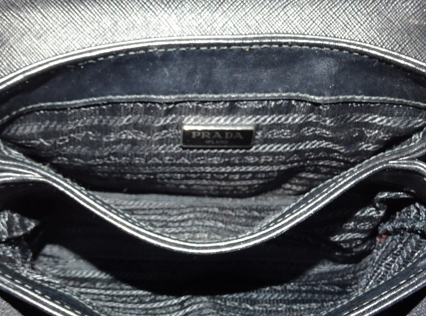 Prada Saffiano & Calf Leather Small Chain Crossbody Black