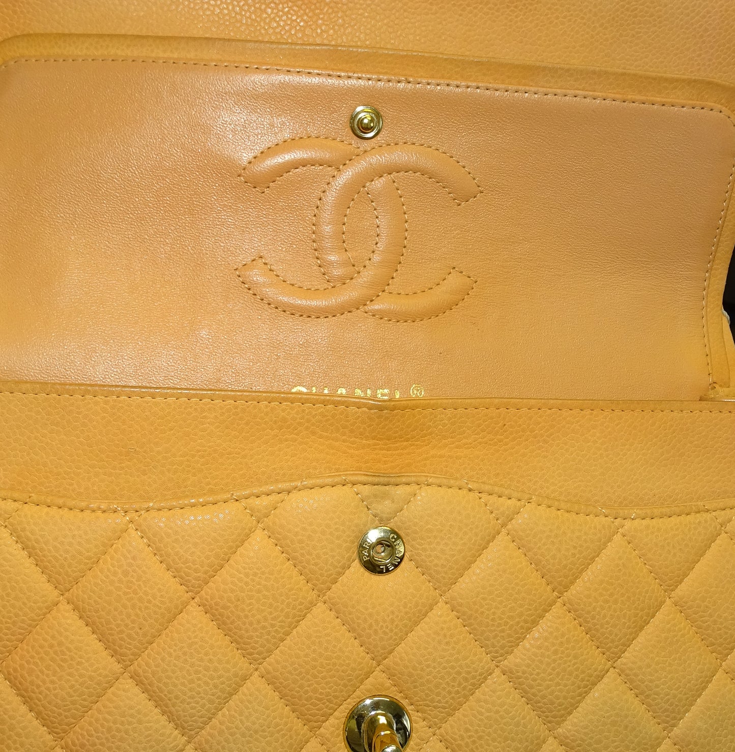 Chanel Classic Medium Double Flap Peach Caviar Leather GH 2012