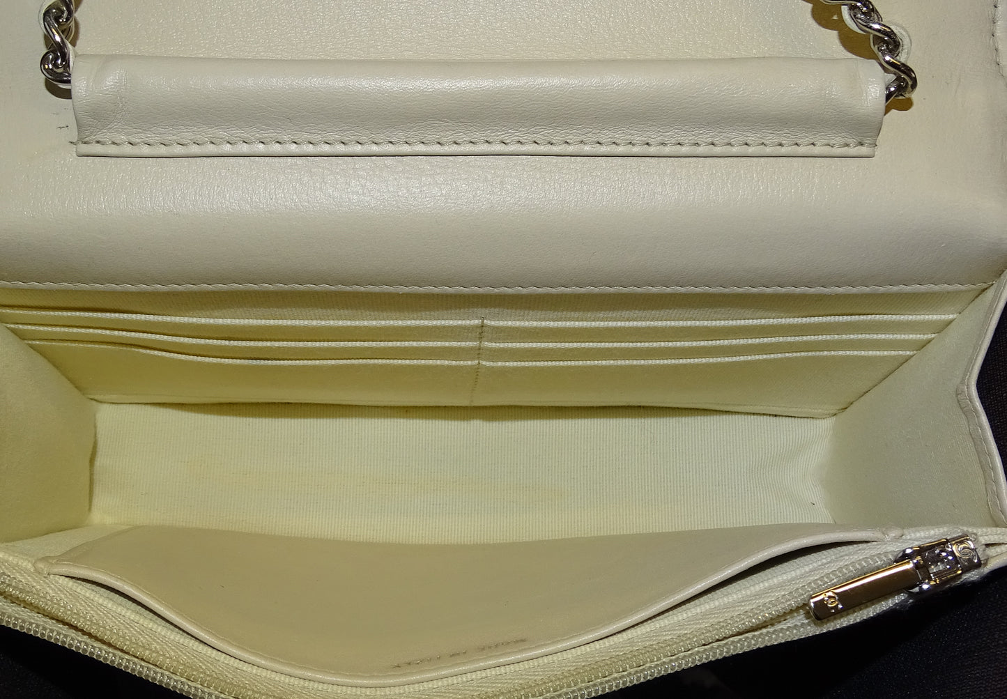 Chanel Wallet On Chain In Ivory Chevron Calfskin