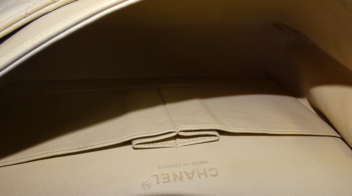 Chanel Classic Medium Double Flap Beige Leather GHW 2012