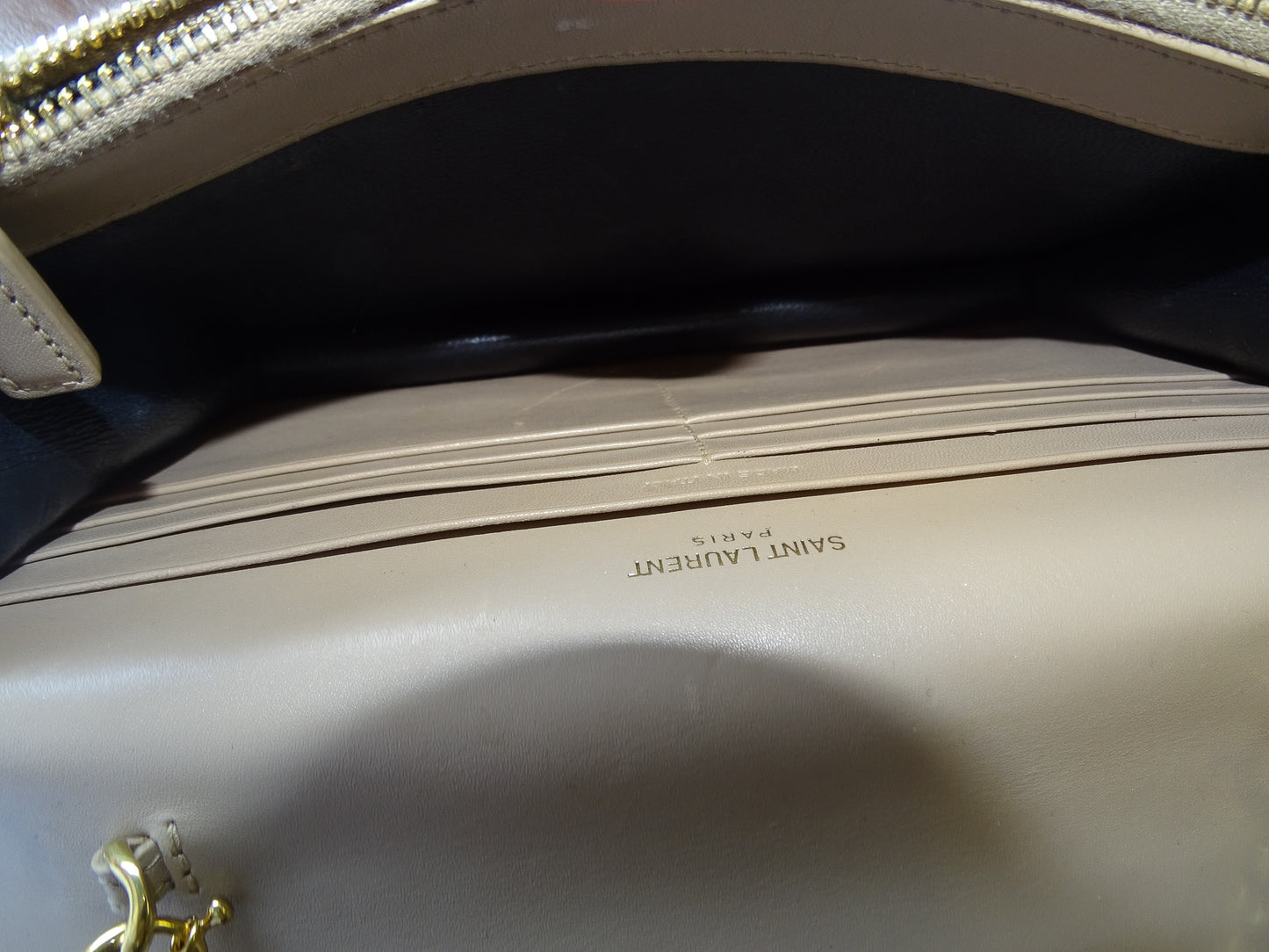 Saint Laurent Kate Wallet on Chain Beige GHW 2017