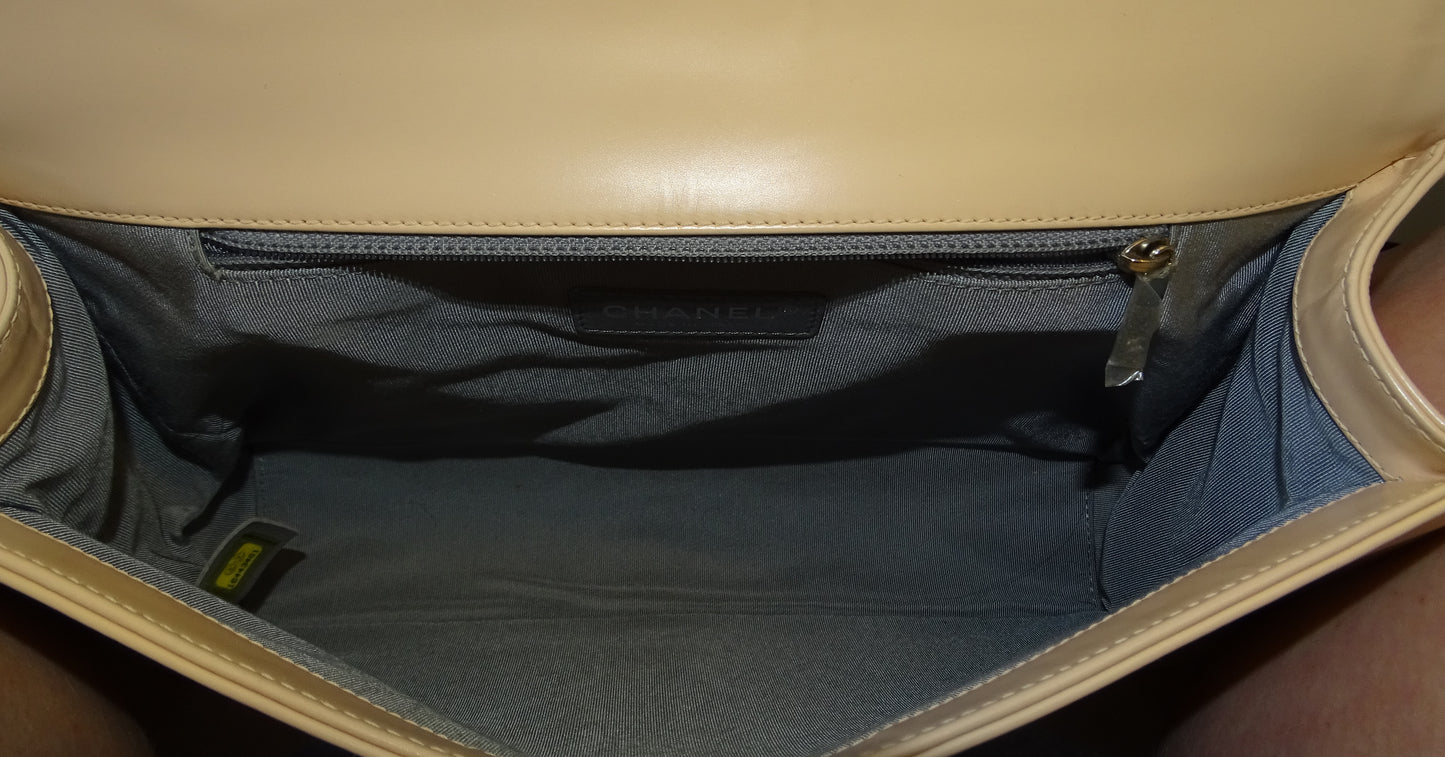 Chanel Boy Bag Large Beige Smooth Leather SHW 2012