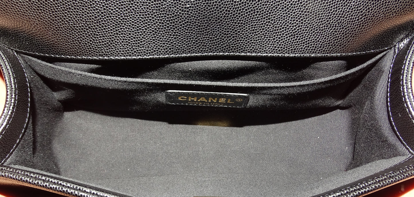 Chanel Boy Bag Medium Black Caviar 2021 With Gold Hardware