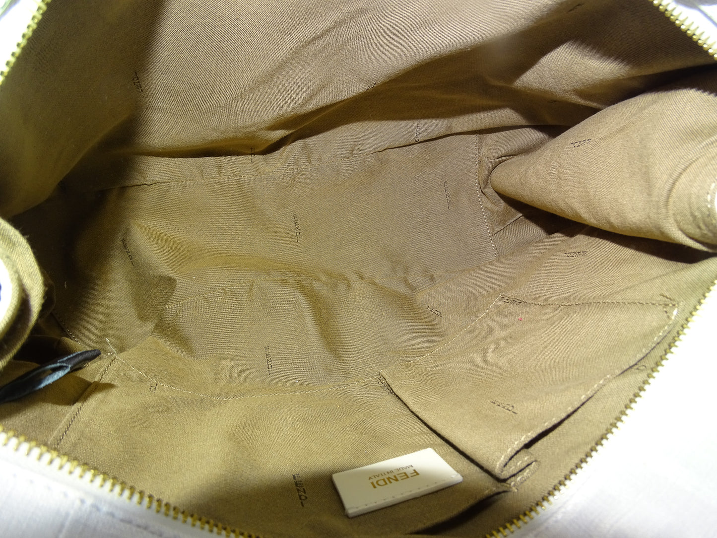 Fendi Shoulder Bag White Zucca Coated Canvas and Leather