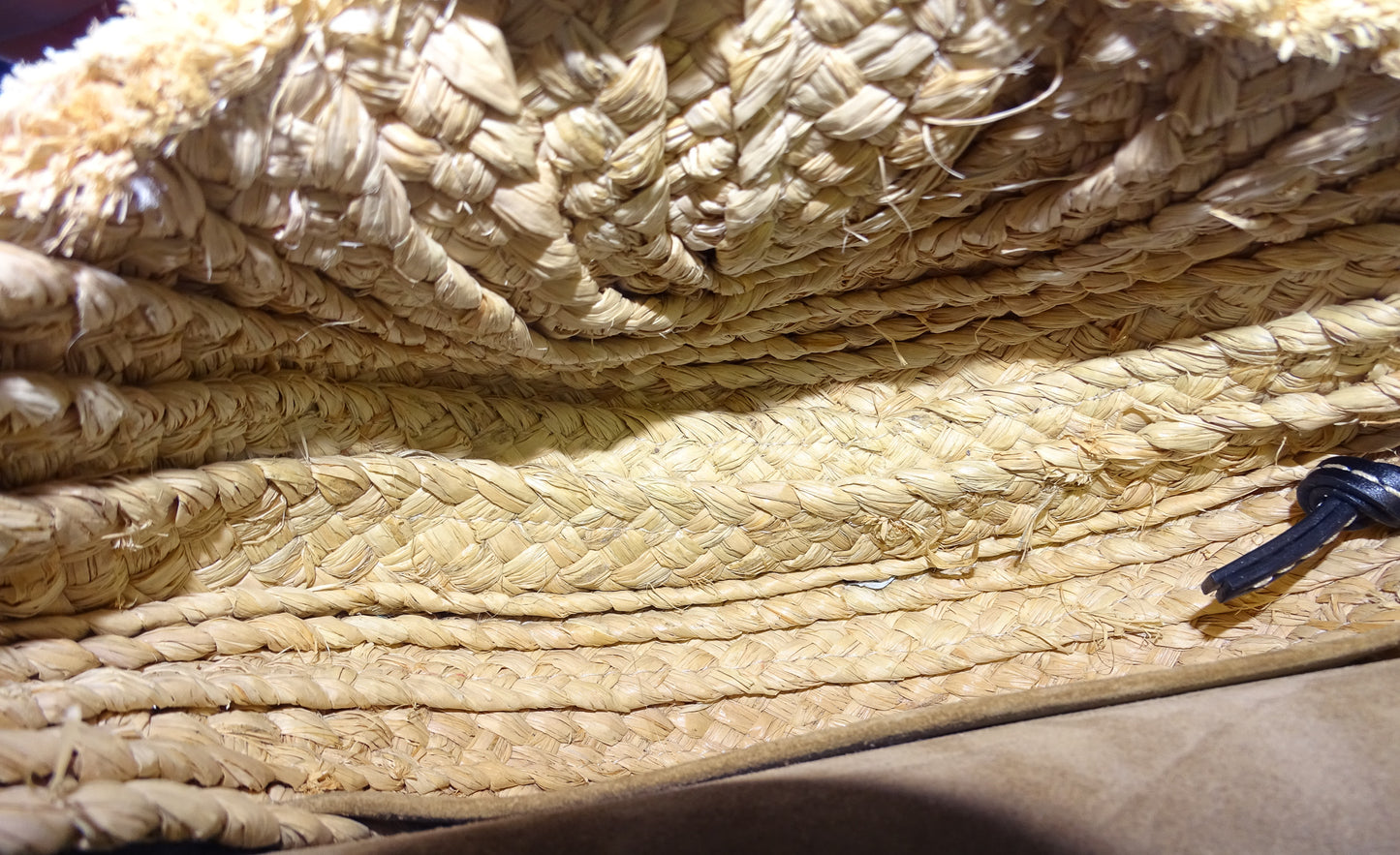 Loewe Raffia and Navy Leather Gate Bag