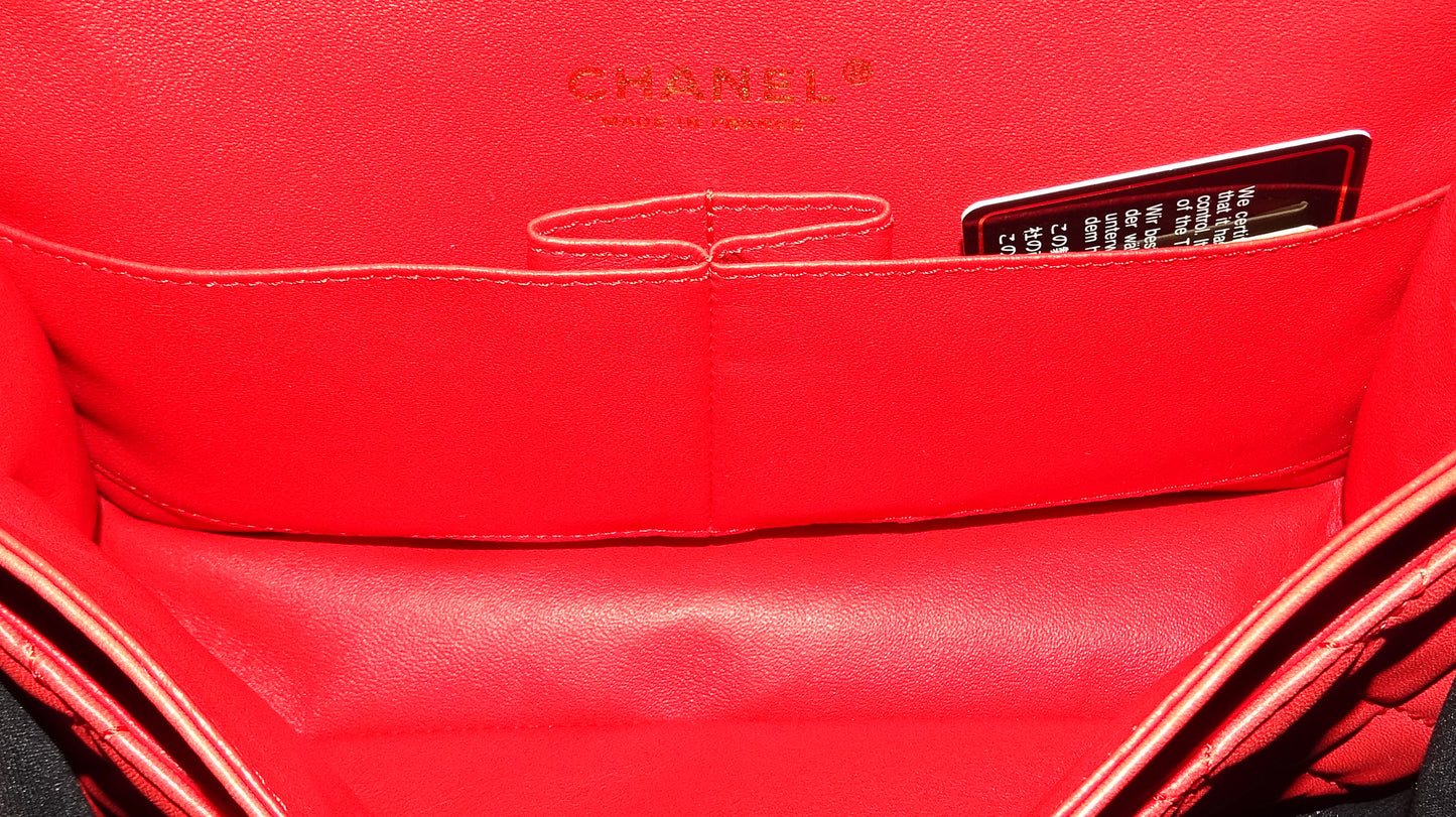 Chanel Classic Medium Double Flap Coral Red Lambskin SH 2008/09