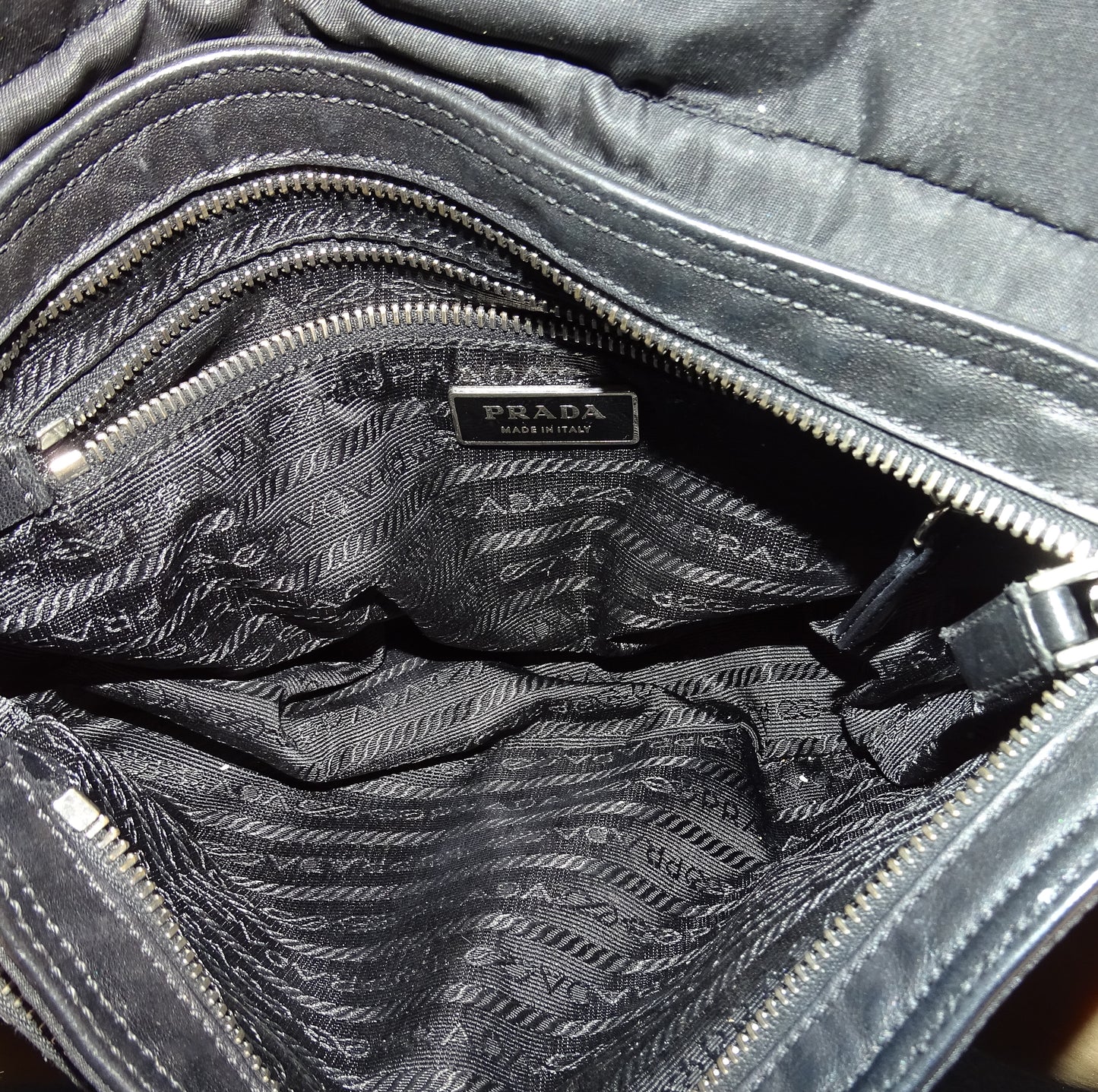 Prada Antic Pushlock Side Pocket Hobo Black