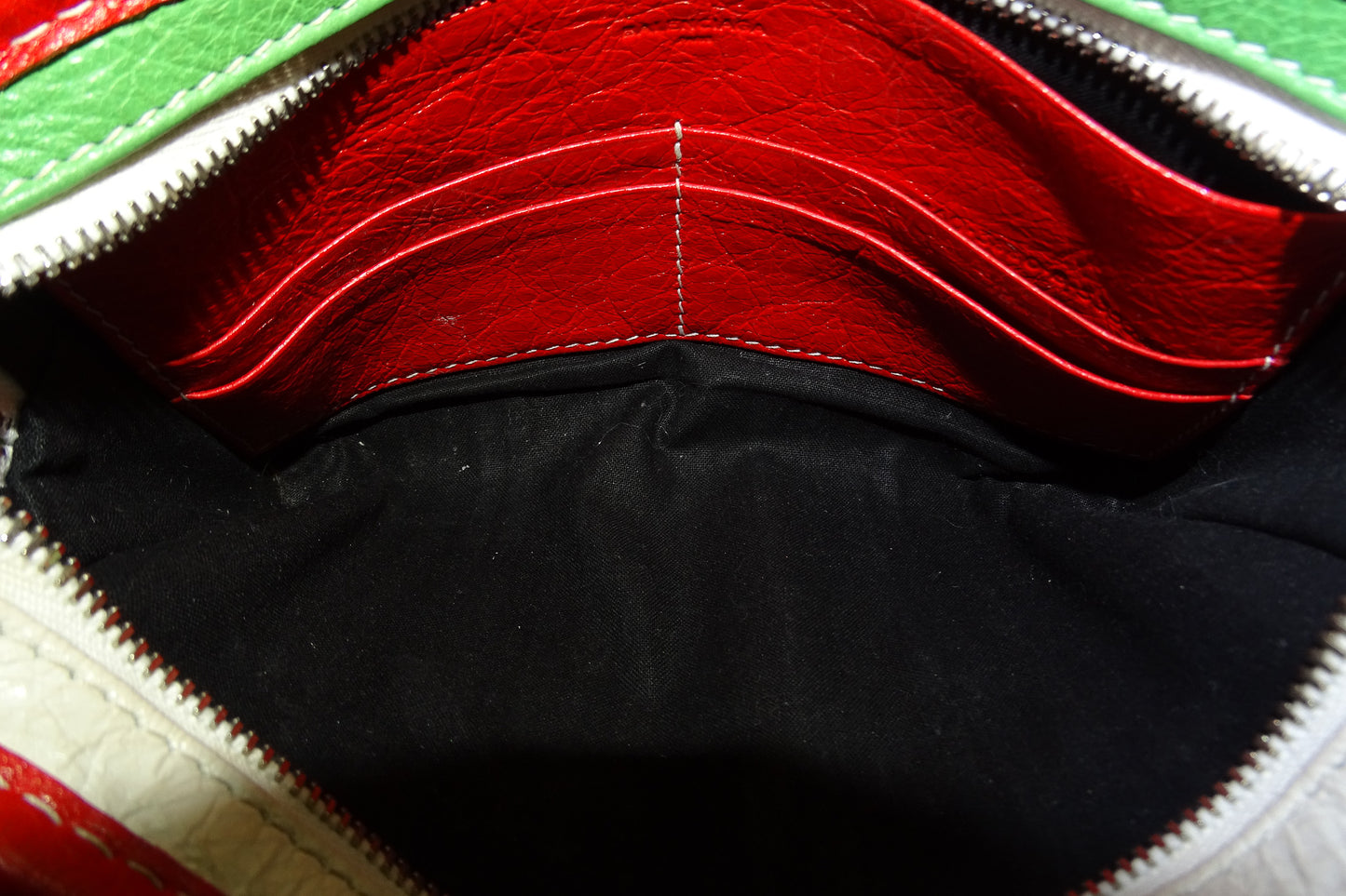 Balenciaga Bazar Crossbody Pouch In Green & Red, Blue & White