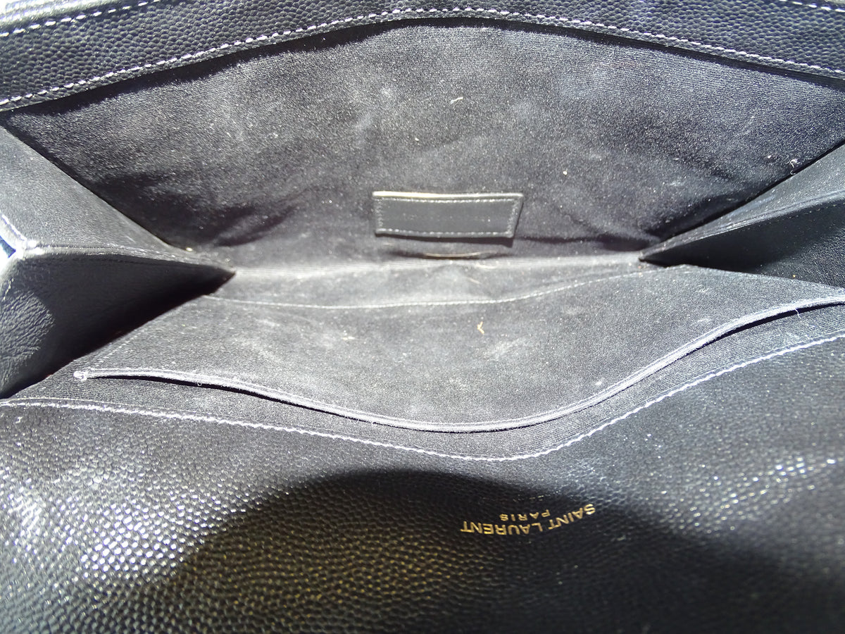 Saint Laurent College Pouch Black Grain De Poudre