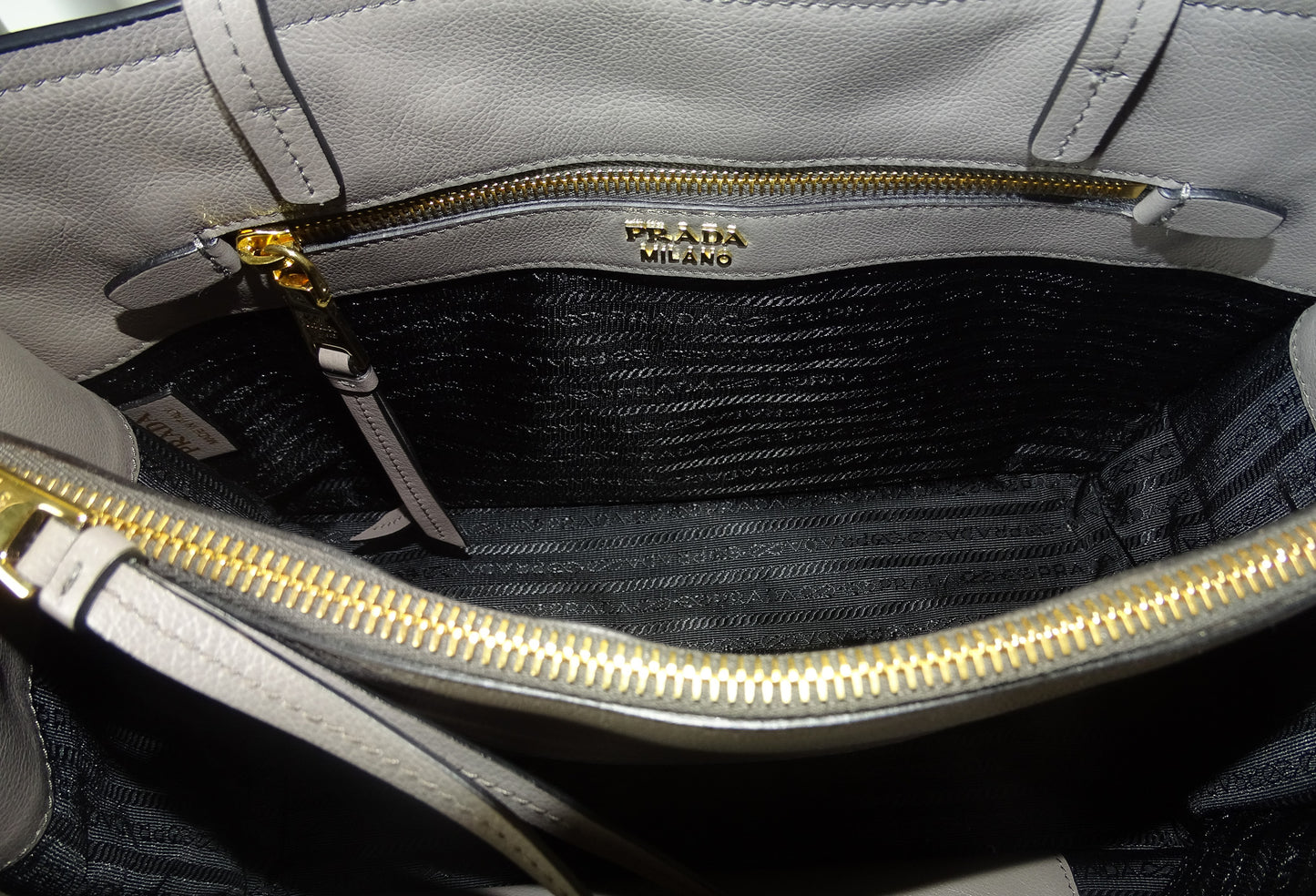 Prada Glace'Calf Argilla Shopping Tote