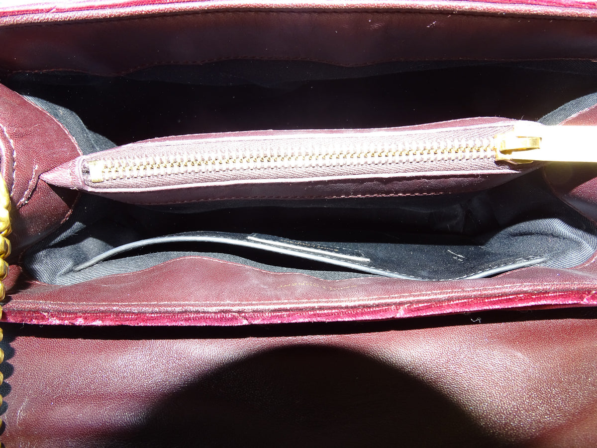 Saint Laurent Lou Lou Small In Burgundy Velvet