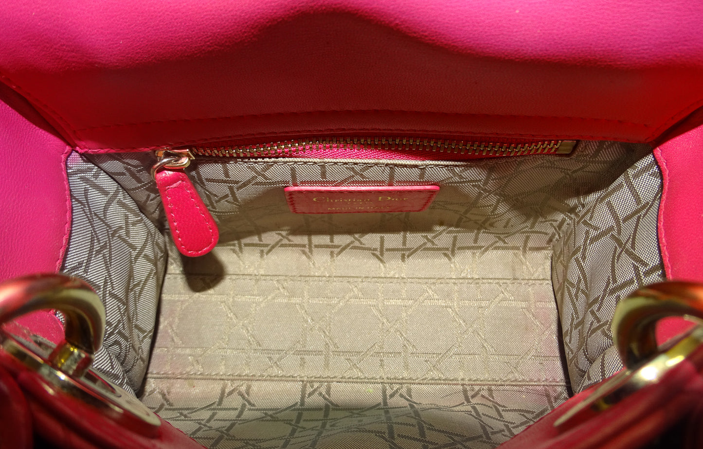 Dior Lady Dior Pink Lambskin Cannage Mini Bag 2014