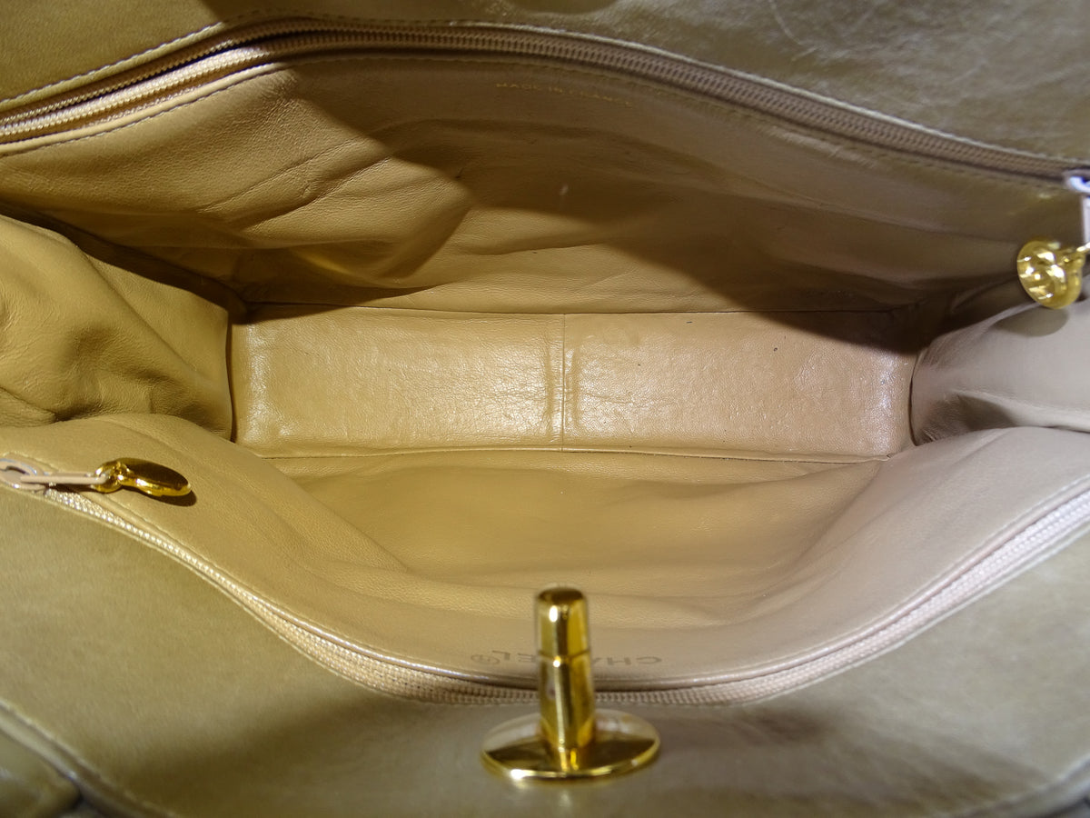 Chanel Timeless Top Handle Tote Beige Lambskin GHW