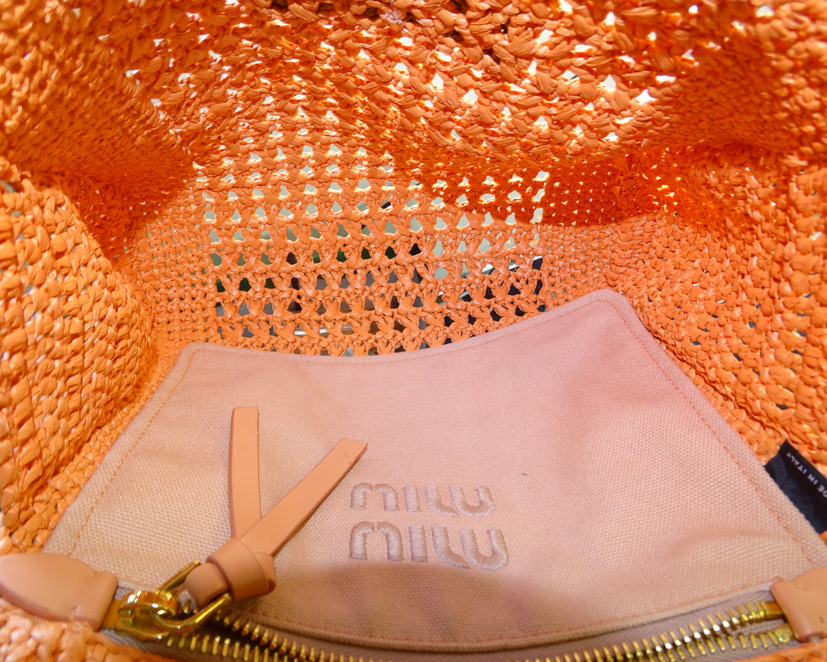 Miu Miu Raffia Tote Small Orange (missing long strap)