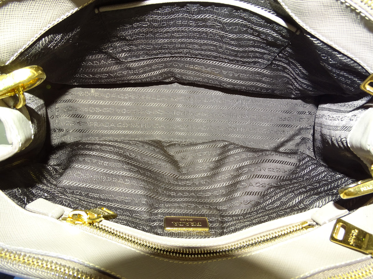 Prada Galleria Double Zip Grey Saffiano GHW
