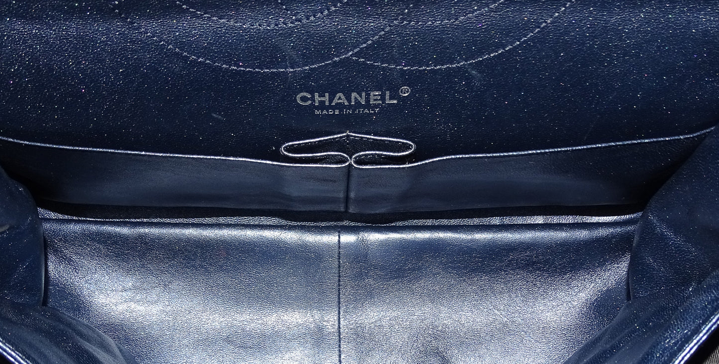 Chanel 2.55 Metallic Blue Metallic Aged Calfskin Reissue 228 Maxi Double Flap Bag 2008/09