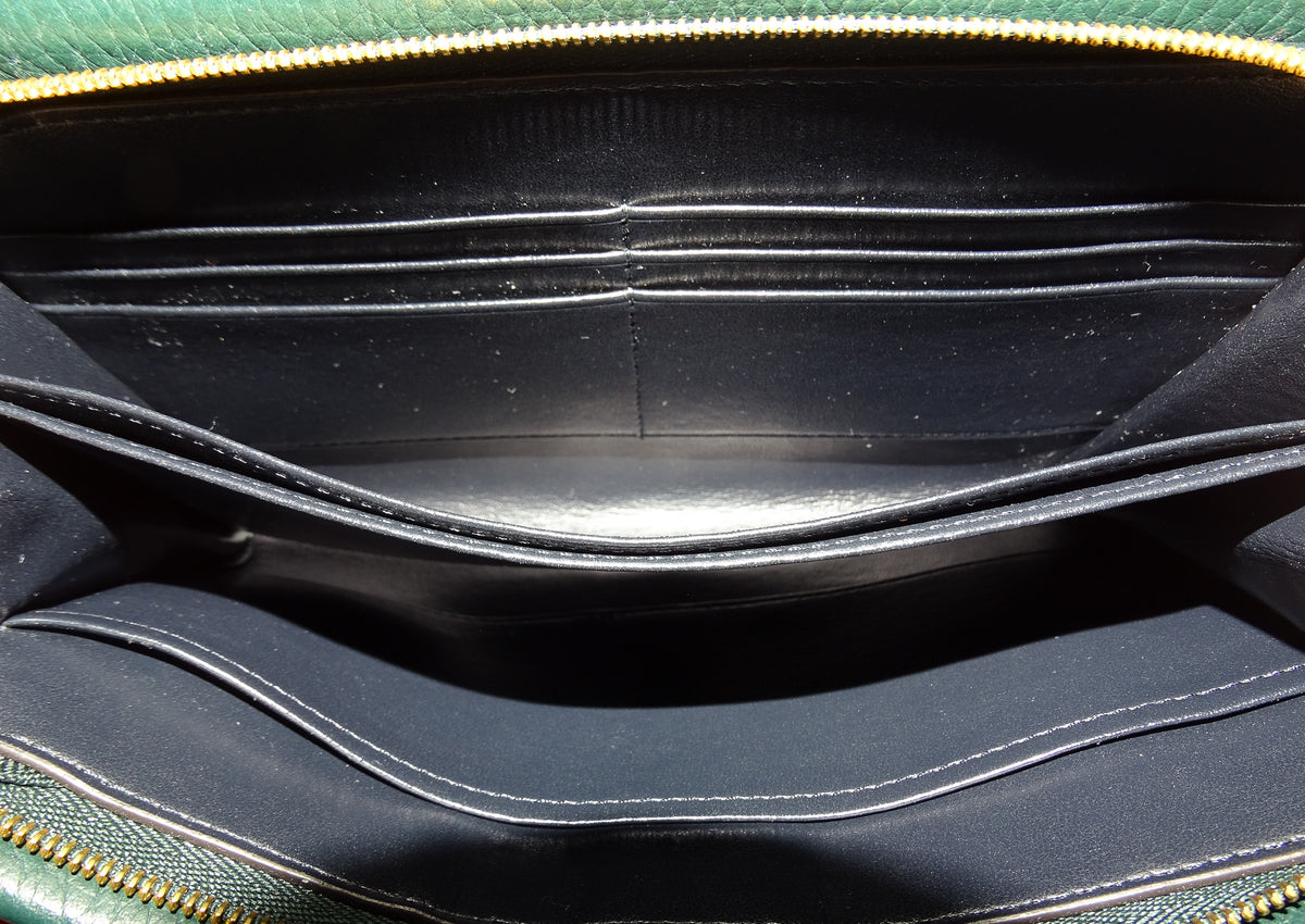 Mulberry Iris Wallet On Chain Dark Green Leather