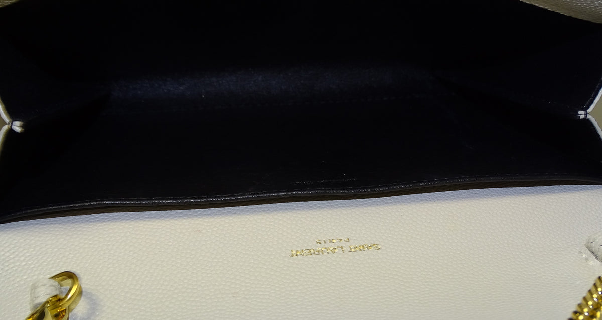 Saint Laurent Uptown Chain Wallet with Cardholder Blanc Vintage GHW 2021
