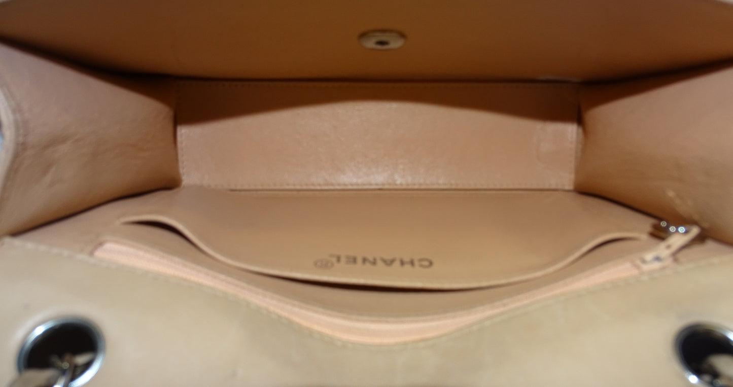 Chanel Beige Leather Vintage Seasonal Single Flap Bag 1997/99