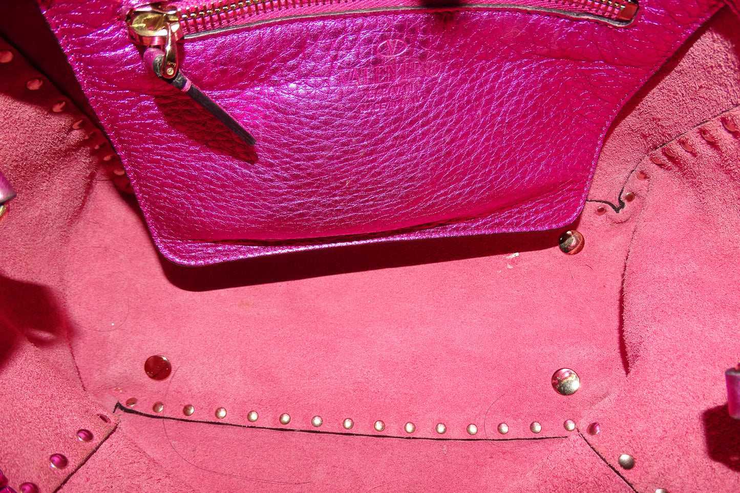 Valentino Metallic Pink Rockstud Tote