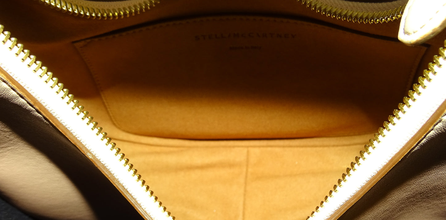 Stella McCartney Beige Faux Leather Small Logo Shoulder Bag