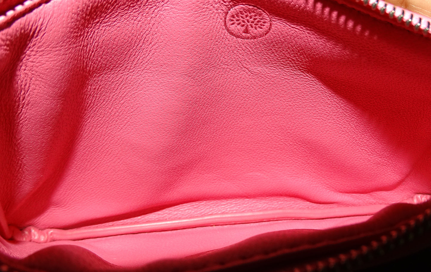 Mulberry Plaque Small Zip Coin Pouch Micro Classic Grain Geranium Pink