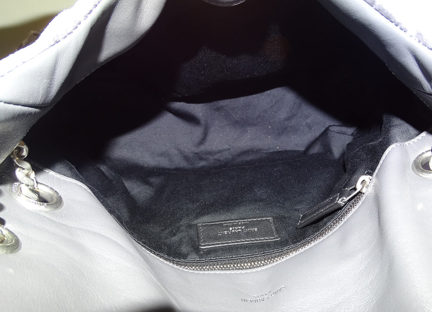 Saint Laurent Grey Crushed Velvet Small Puffer