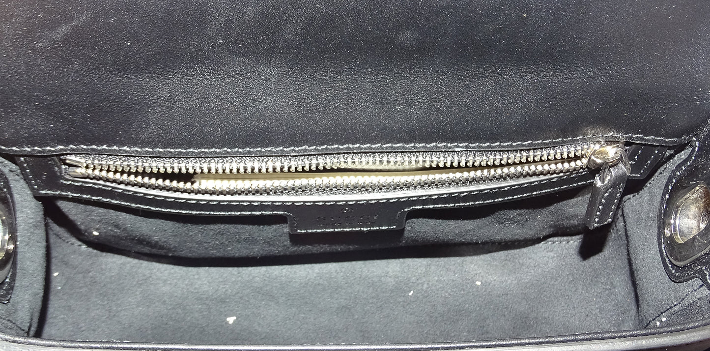 Gucci Black Leather SHW Petite GG Mini Shoulder Bag