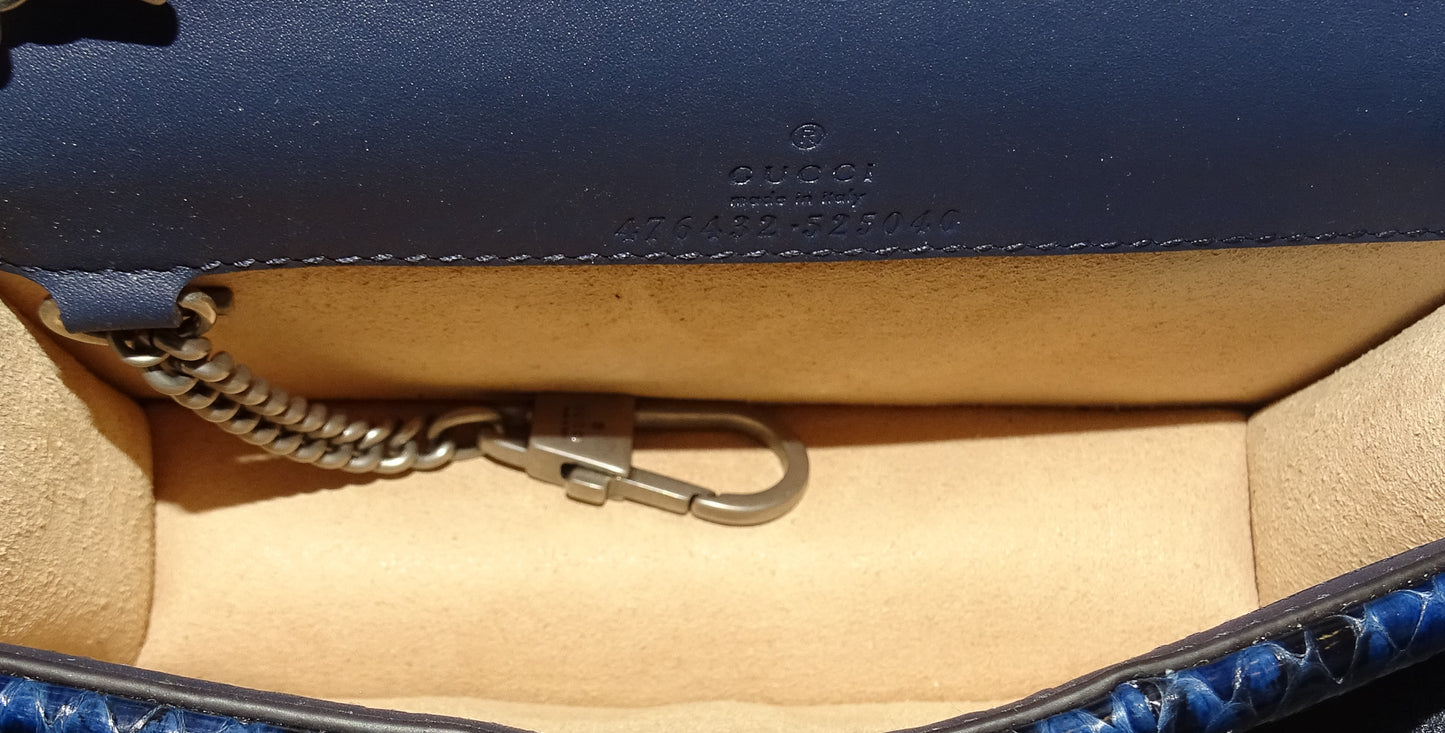 Gucci Blue Snakeskin Super Mini Dionysus