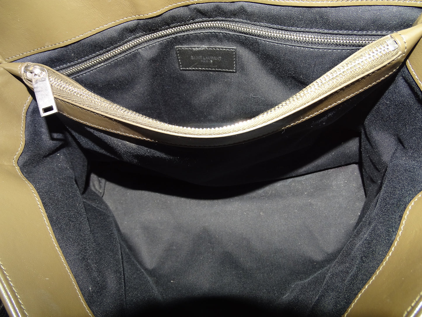 Saint Laurent Khaki Leather Large Loulou